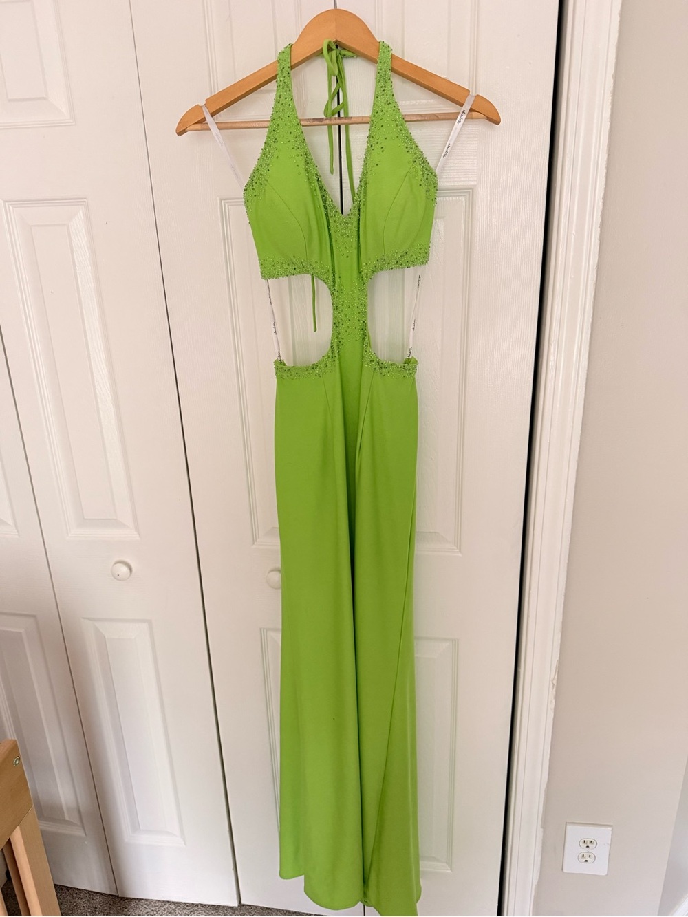 Studio 17 Lime Green Asymmetrical Cutout Evening Jumpsuit